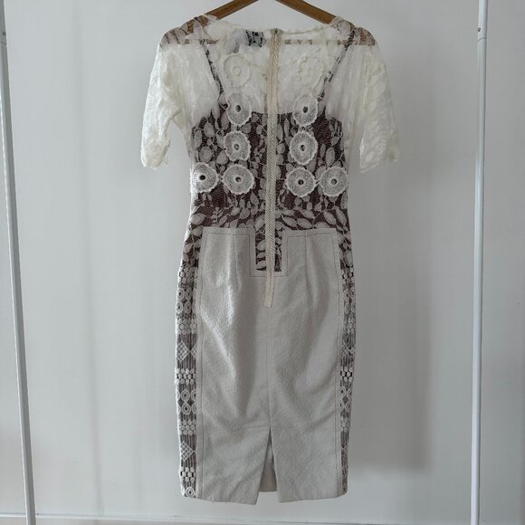 Beguile by Byron Lars Lace Sheath Dress • Size 6 • Ivory • NO BELT - Picture 2 of 3